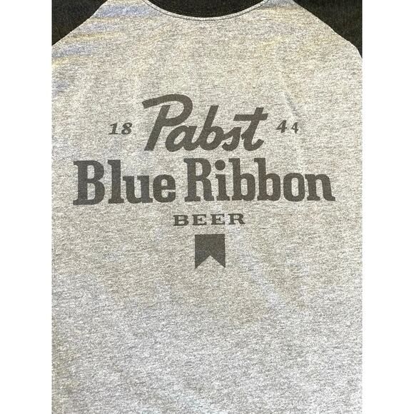 Pabst Blue Ribbon Beer Raglan 3/4 Sleeve Shirt Gray L - Picture 6 of 6
